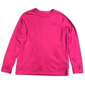 Nike Therma-Fit Women's XL Pink Fleece Crewneck Sweatshirt Kangaroo Pocket